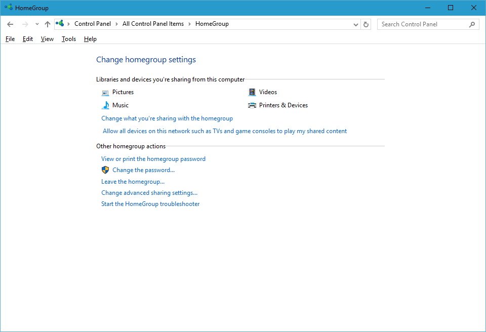 change homegroup password win 10