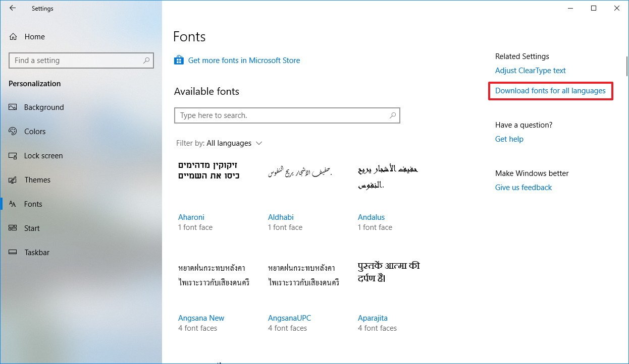 How To Manage Fonts Settings On The Windows 10 April 2018 Update Windows Central