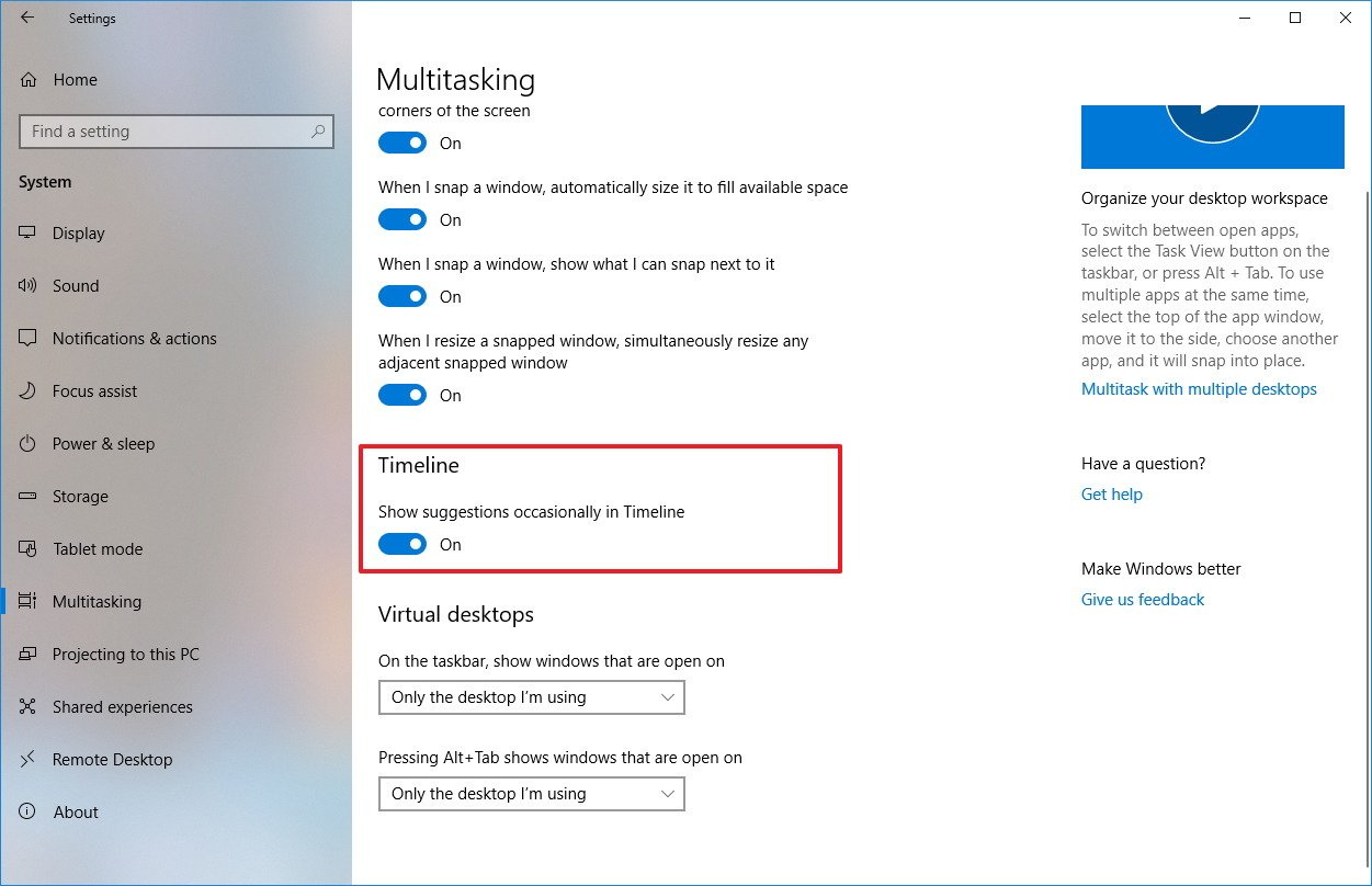 How to use Timeline in Windows 10