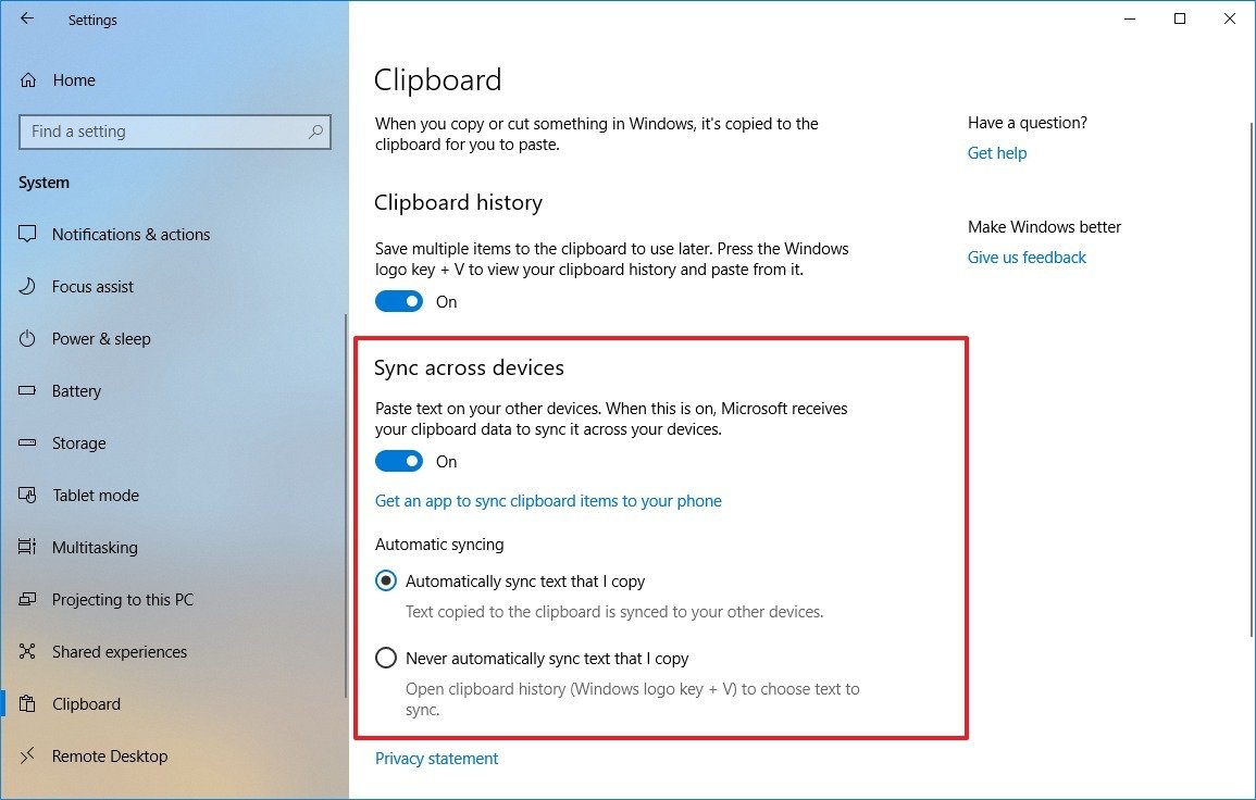Các Bước Bật Tính Năng Đồng Bộ Hóa Dữ Liệu Clipboard Trên Windows 10 - HUY AN PHÁT