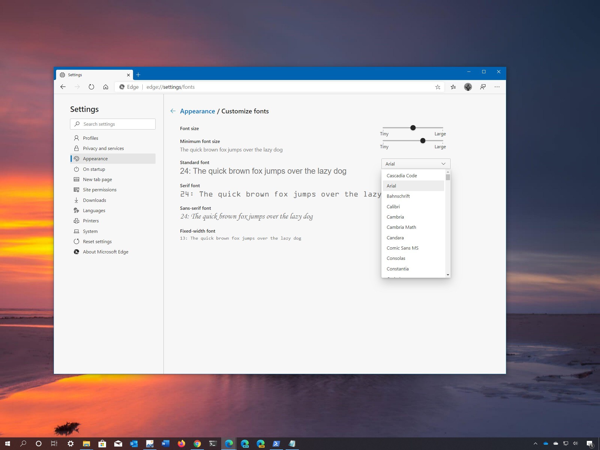 How To Change Default Fonts Settings On The New Microsoft Edge