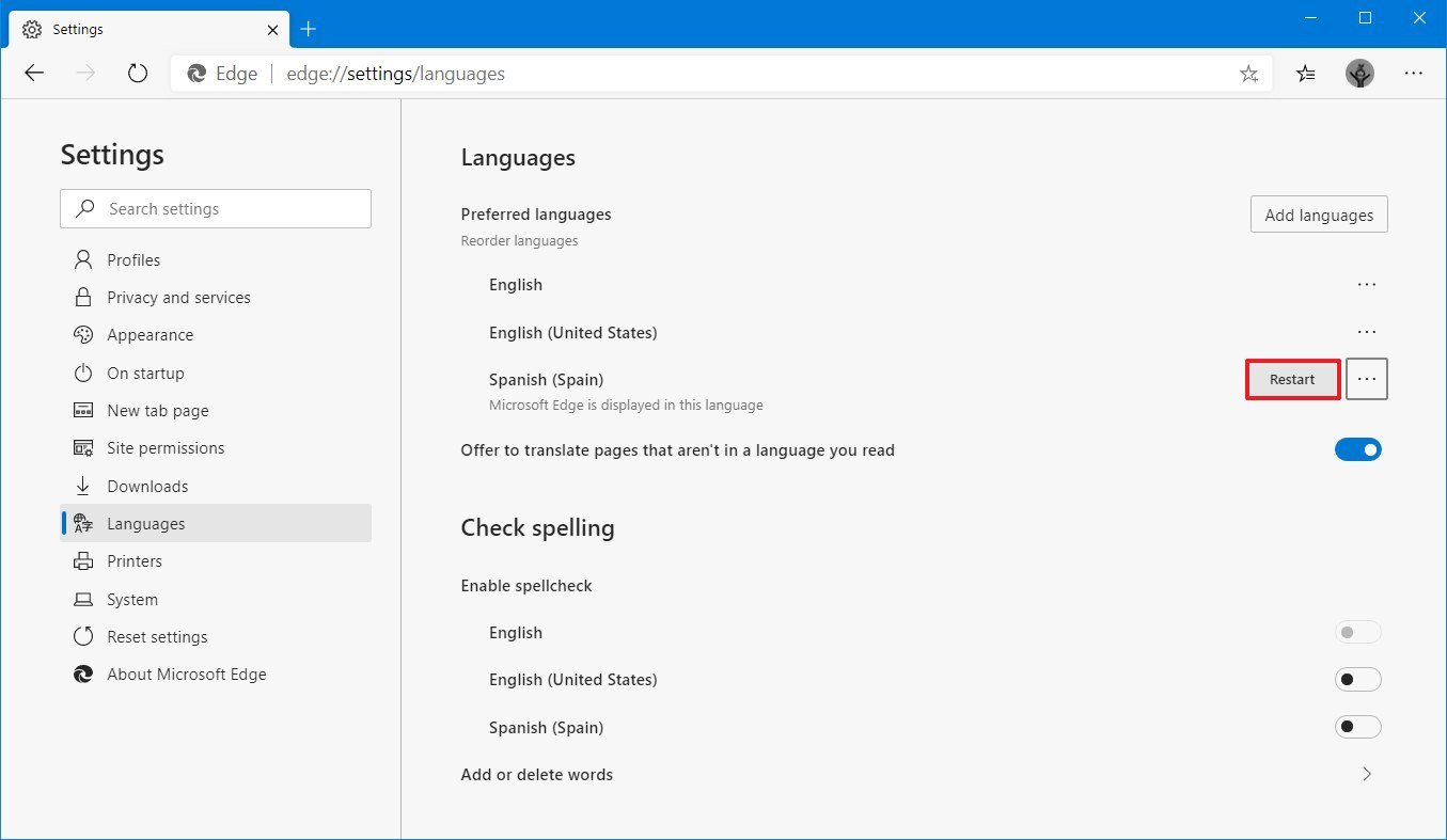 How to add and change languages on the new Microsoft Edge