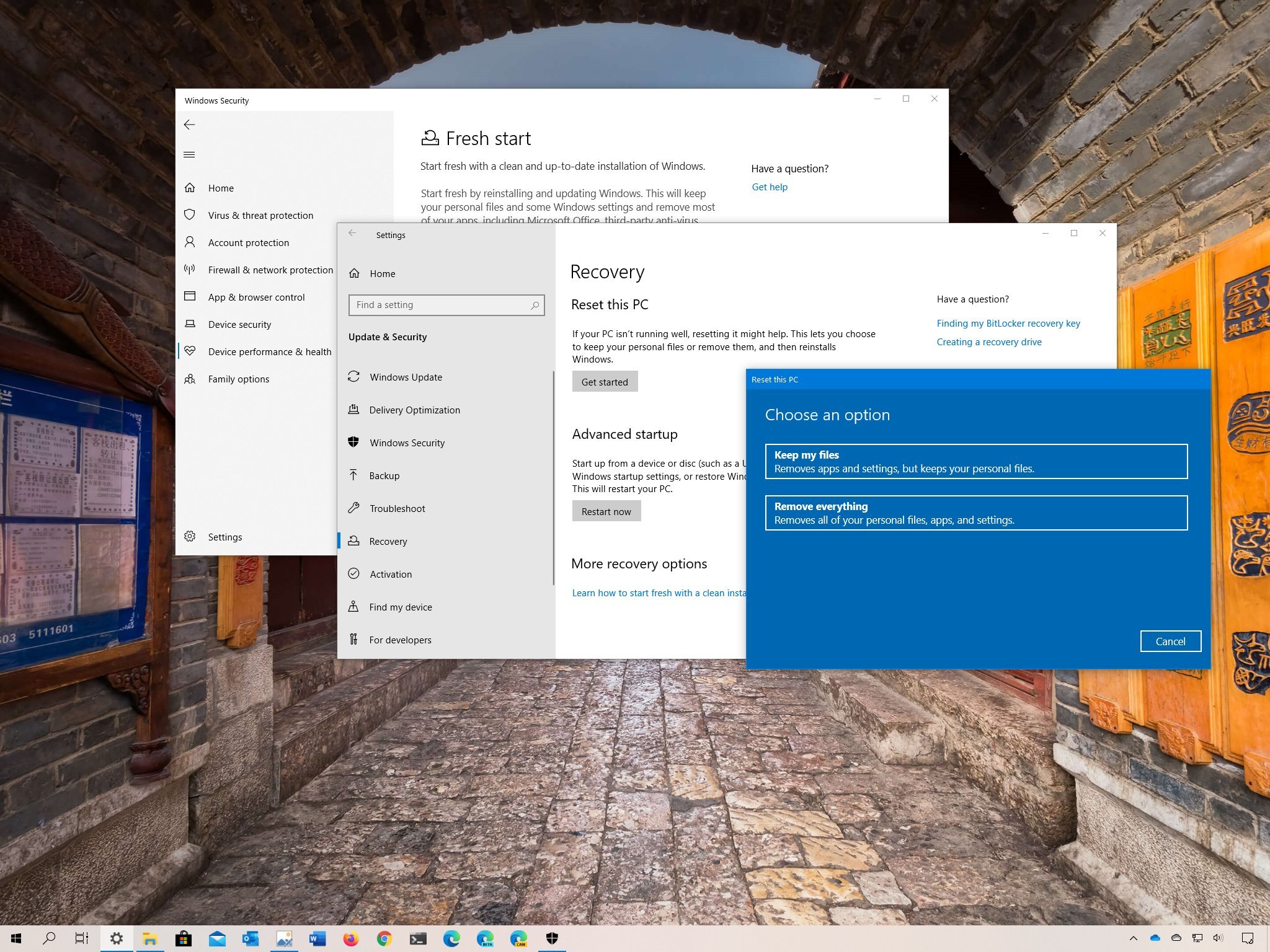 ripristina le impostazioni del desktop di evasione di Windows