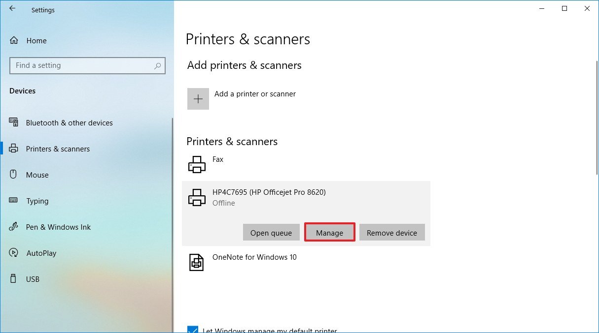 how to change default printer settings windows 10
