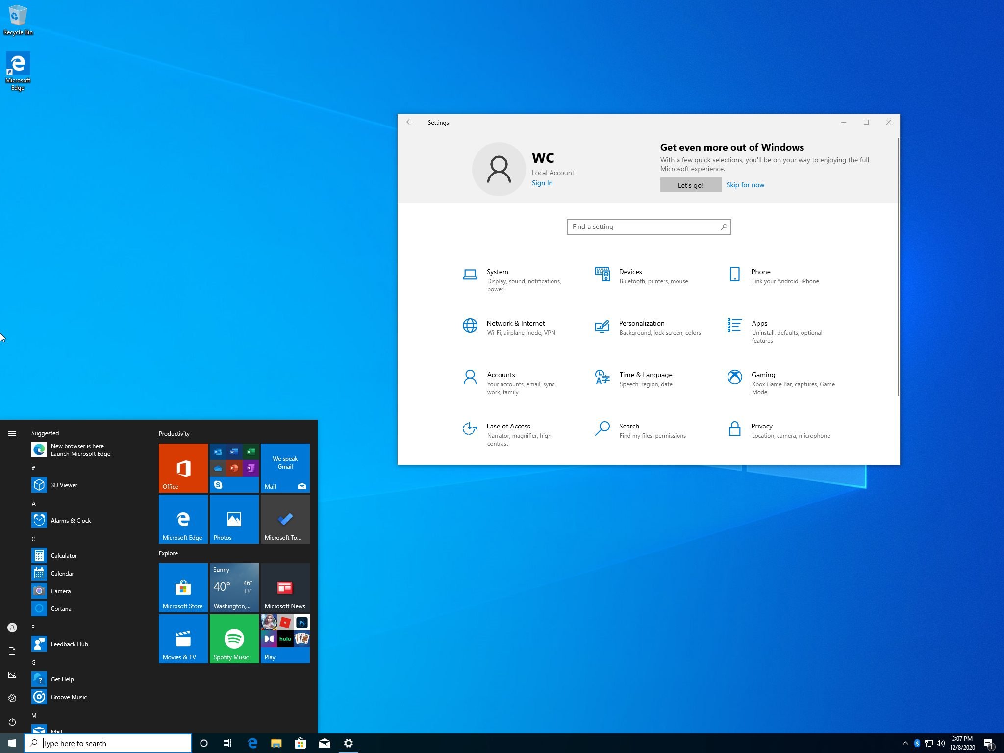 Windows 10 Setup Local Account