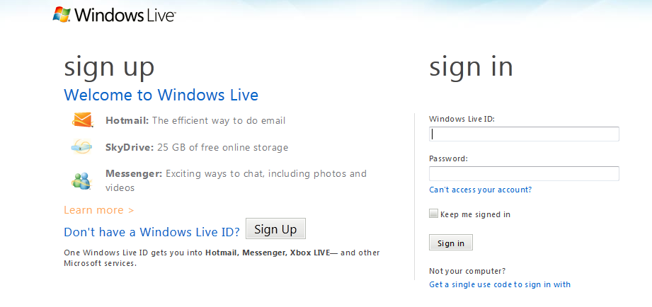 Hotmail Sign In Single Use Code